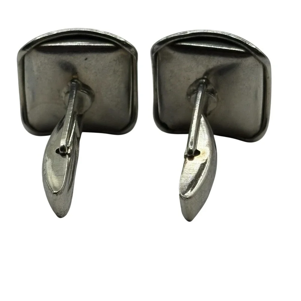 Tropical Island Cufflinks Beach Theme Vacation Vintage Silver‎ Tone Palm Trees